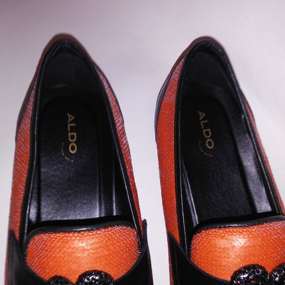 Aldo Mens Dress Shoes Loafers Orange Black Snake Sequin Mossimo Slip On Flex Sol - Picture 11 of 16